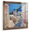 Doorkijk - Santorini - Landschap - Blauw - Grieks plexiglas 5mm klein -zzzproduct_nieuw