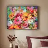 Bloemen - Kleurrijk - Kunst - Olieverf Textielframe zwart klein -sfeer1
