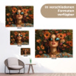 Vrouwen - Bloemen - Modern - Bril - Abstract tuinposter los doek klein -Xsfeer9_DE