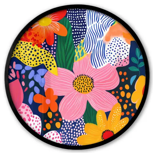Kleurrijk - Bloemen - Abstract - Stippen Fotolijst rond zonder passe partout klein -3d