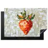 Aardbei - Rood - Mozaïek - Fruit Inductie beschermer vinyl 3mm klein -3d