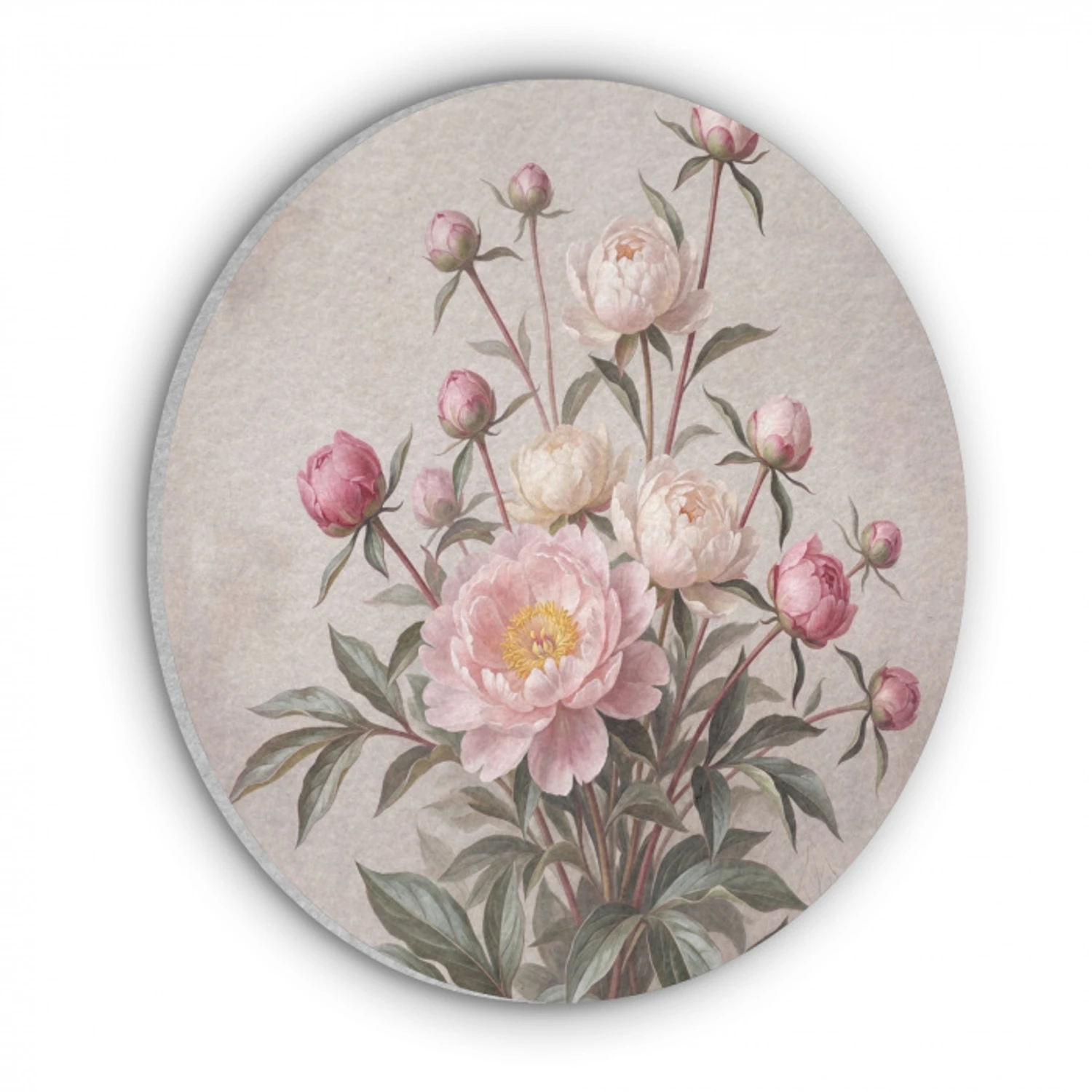 Pioenrozen - Boeket - Roze Akoestische PET Vilt - Rond klein -3d