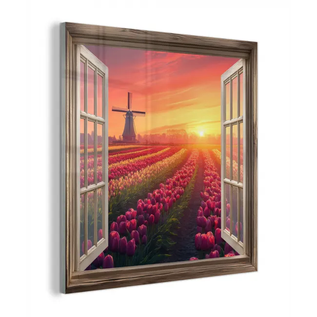 Doorkijk - Tulpen - Zonsondergang - Bloemen - Kleurrijk plexiglas 5mm klein -z3d