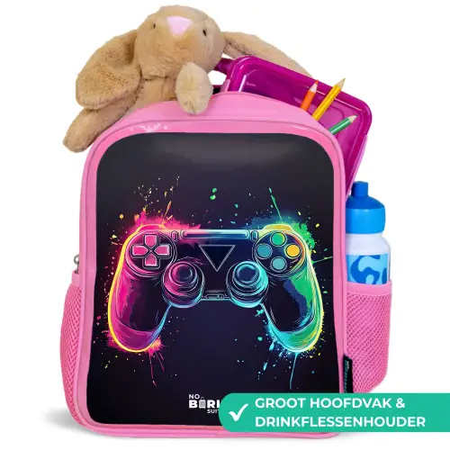 Game - Controller - Kleurrijk Kinderrugzak - Roze middel -inhoud_NL