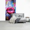 Graffiti - Lippen - Felroze - Geschilderd fotobehang vinyl groot -slaapkamer