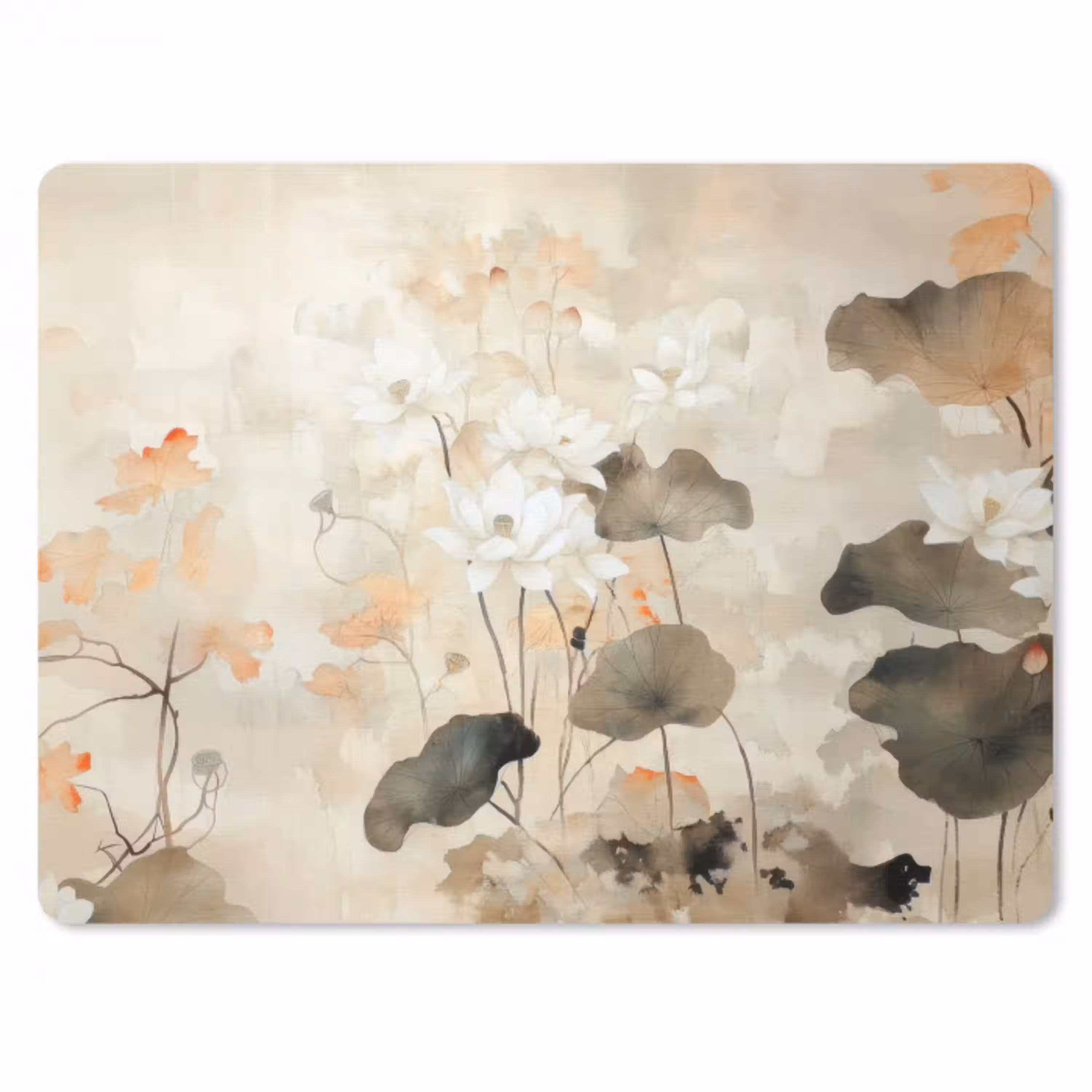 Bloemen - Japandi - Wabi sabi muismat rubber klein -3d