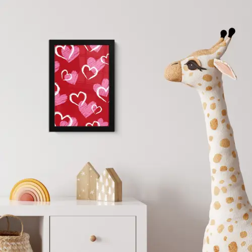 Patroon - Hartjes - Roze - Valentijn fotolijst zwart zonder passe partout klein -usfeer4_kinderkamer