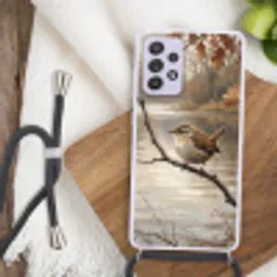 Winterkoninkje - Tak - Rivier - Natuur - Sfeervol Hoesje Samsung Galaxy A52 5G met koord klein -sfeer4