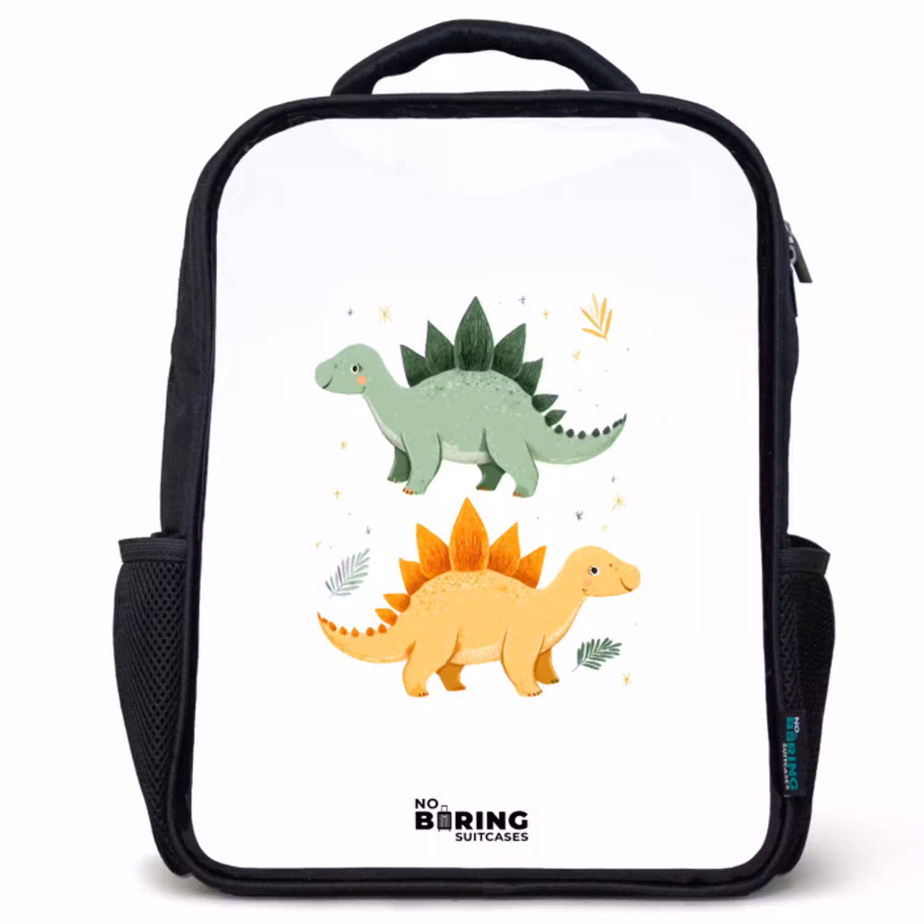 Dinos - Dieren - Groen - Oranje Rugzak - Zwart middel -3d