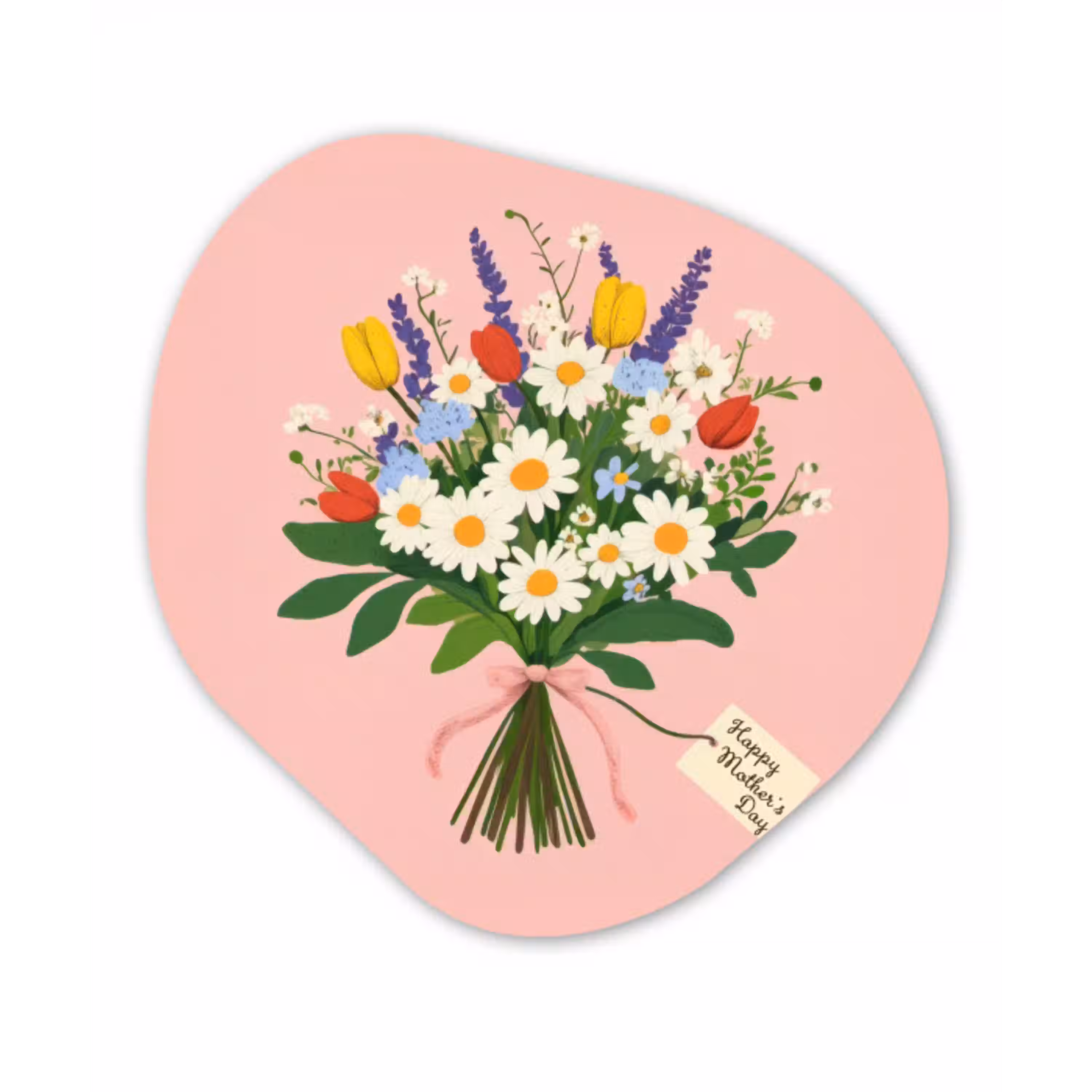 Bloemen - Lint - Kaartje Wandcirkel Organisch Aluminium middel -3d