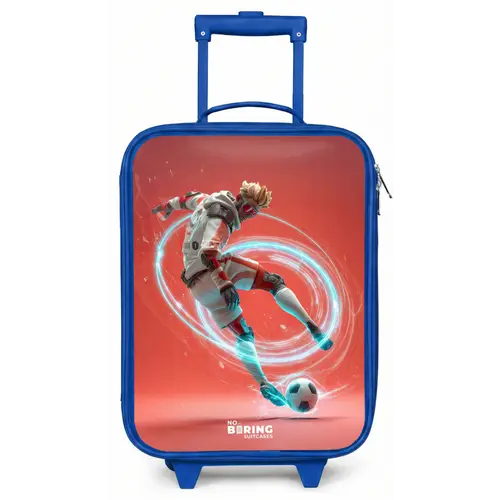 Voetbal - Jongen - Rood - Lichtcirkel Kinderkoffer - Blauw klein -zz3dotto