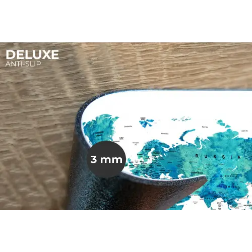 Wereldkaart - Blauw - Kleurrijk Placemat vinyl groot -closeup