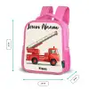 Brandweerwagen - Getekend - Rood Kinderrugzak - Roze middel -productfoto_formaten