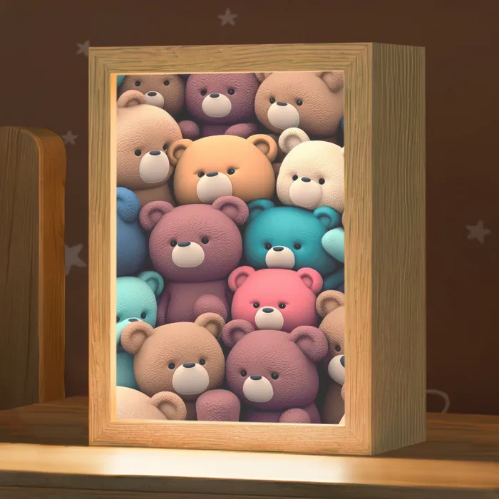 Knuffelbeer - Knuffel - Roze - Blauw - Bruin - Kind Light Box met kabel klein -zzz_3d_website