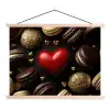 Macarons - Rood - Hart textielposter latten blank klein -3d