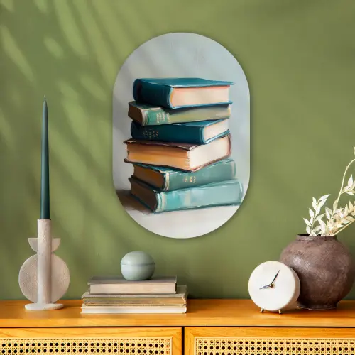Stapel - Boeken - Groen - Daglicht Wandcirkel Ovaal Forex klein -sfeer2