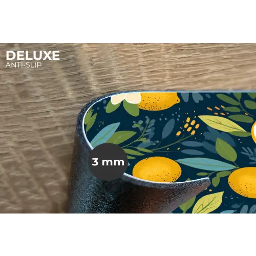 Bloemen - Bladeren - Citroenen - Blauw Placemat vinyl groot 368 -closeup