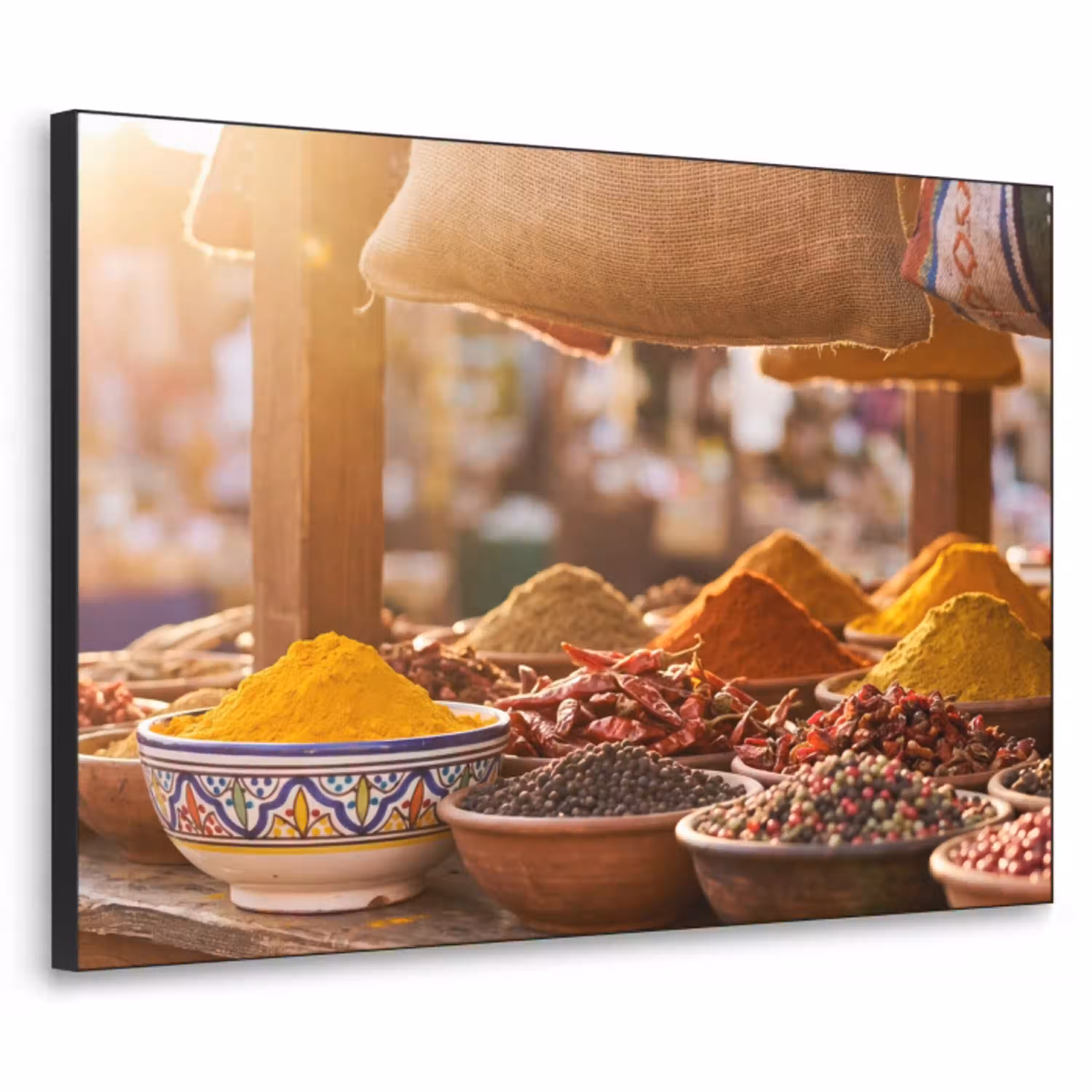 Specerijen - Markt - Kleurrijk Textielframe zwart klein -3d