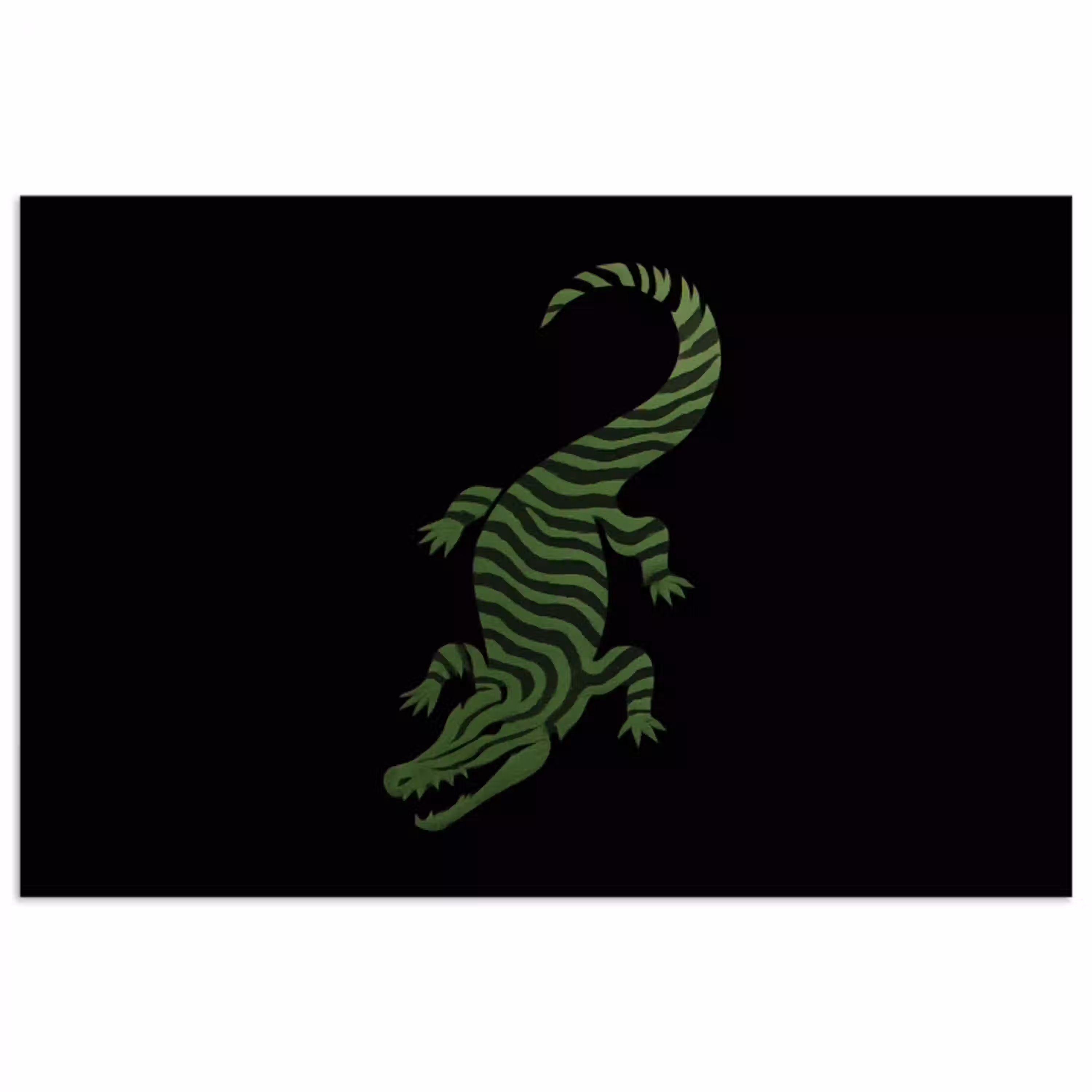 Krokodil - Groen - Tijgerachtig - Strepen poster papier klein -3d