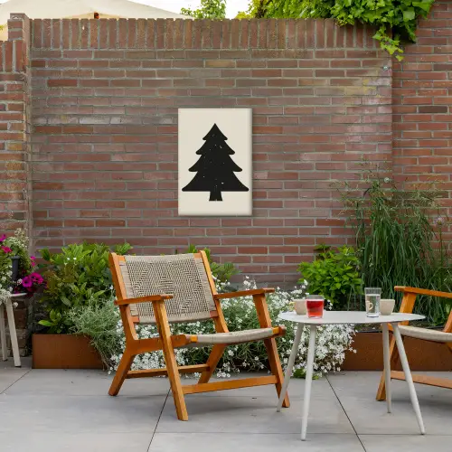 Kerstboom - Zwarte kerstboom - Boom - Japandi Tuinposter op houten frame 2 cm dik klein -sfeer3