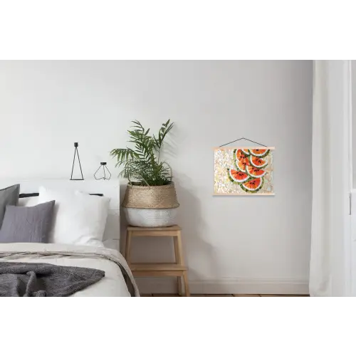 Mozaïek - Watermeloen - Rood - Pitten textielposter latten blank klein -woonkamer