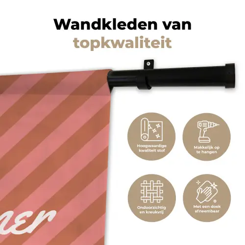Simmer - Hartjes - Strepen - Roze Wandkleed katoen klein -sfeer2