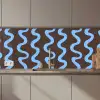Kronkelende lijnen - Blauw - Bruin - Minimalistisch keuken achterwand 2 middel 871 zz_3dshopping