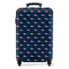 Patronen - Roze haaien op donker blauwe achtergrond NBS - Handbagage koffer - Kinderen Unisex middel -productfoto_recht