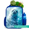 Witte zeehond in het water Kinderrugzak - Blauw middel -inhoud_NL