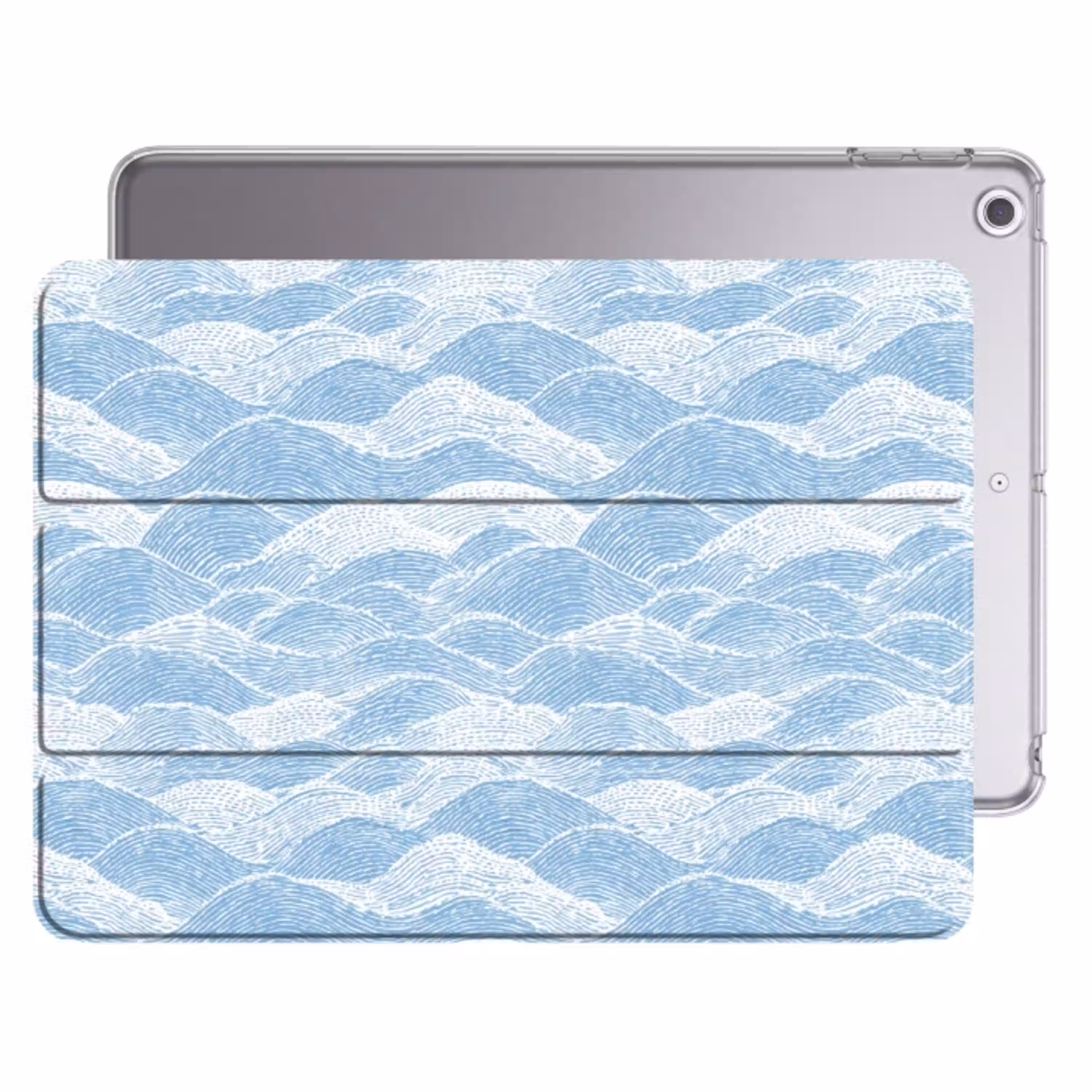 Blauw - Wit - Golven - Getekend Apple iPad 2017 middel 1172 -threedimensional_3d_global