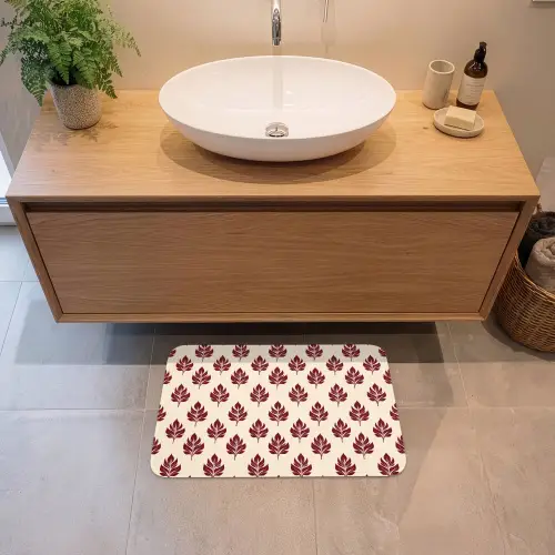 Botanisch - Patroon - Bordeaux Badmat klein 997 -sfeer1