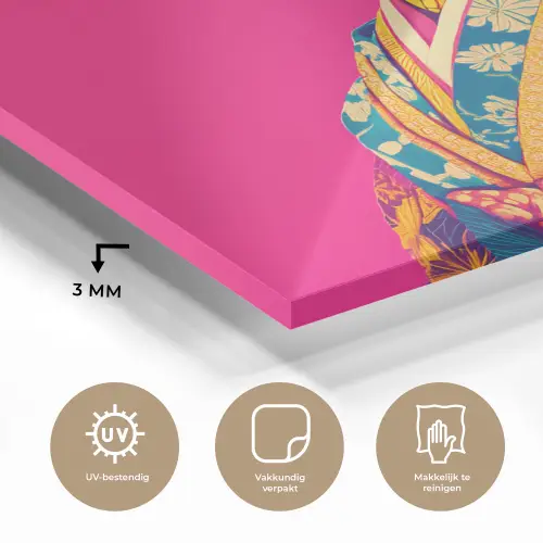 Hagedis - Bloemen - Roze - Kimono plexiglas 5mm klein -sfeer2