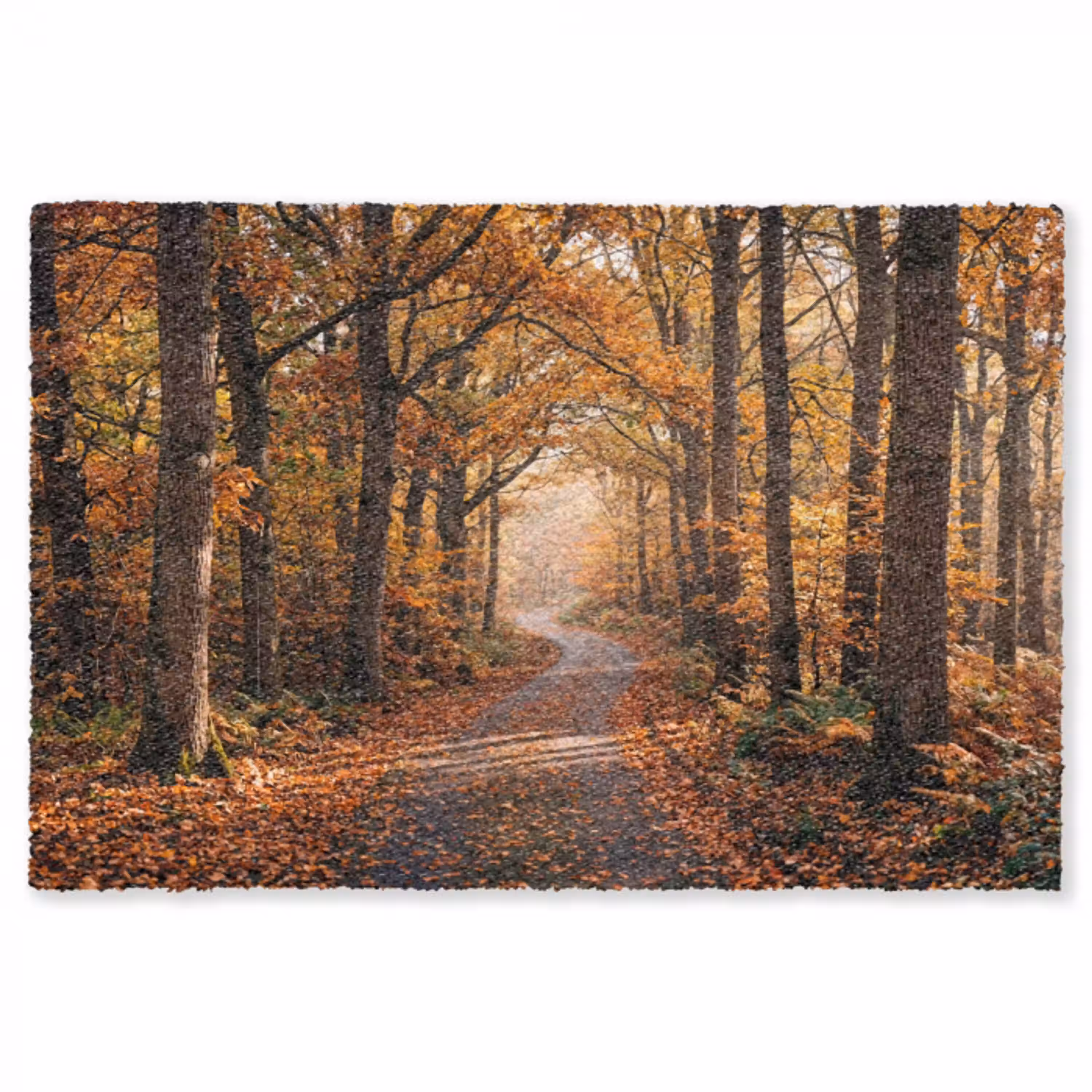 Bospad - Herfstbos - Bladeren - Oranje - Nostalgisch Vloerkleed Rechthoek klein -3d