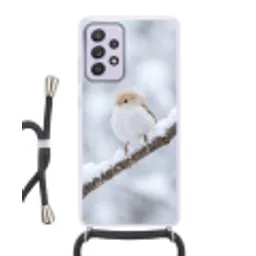 Vogeltje - Sneeuw - Tak - Winter - Zacht Hoesje Samsung Galaxy A52 5G met koord klein -3d