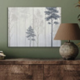 Bos - Bomen - Mist - Natuur - Illustratie - Grijs PET vilt klein -sfeer2
