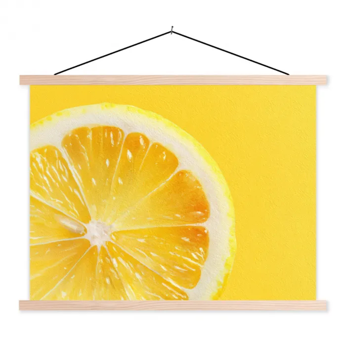 Citroen - Geel - Zonnig textielposter latten blank klein -3d