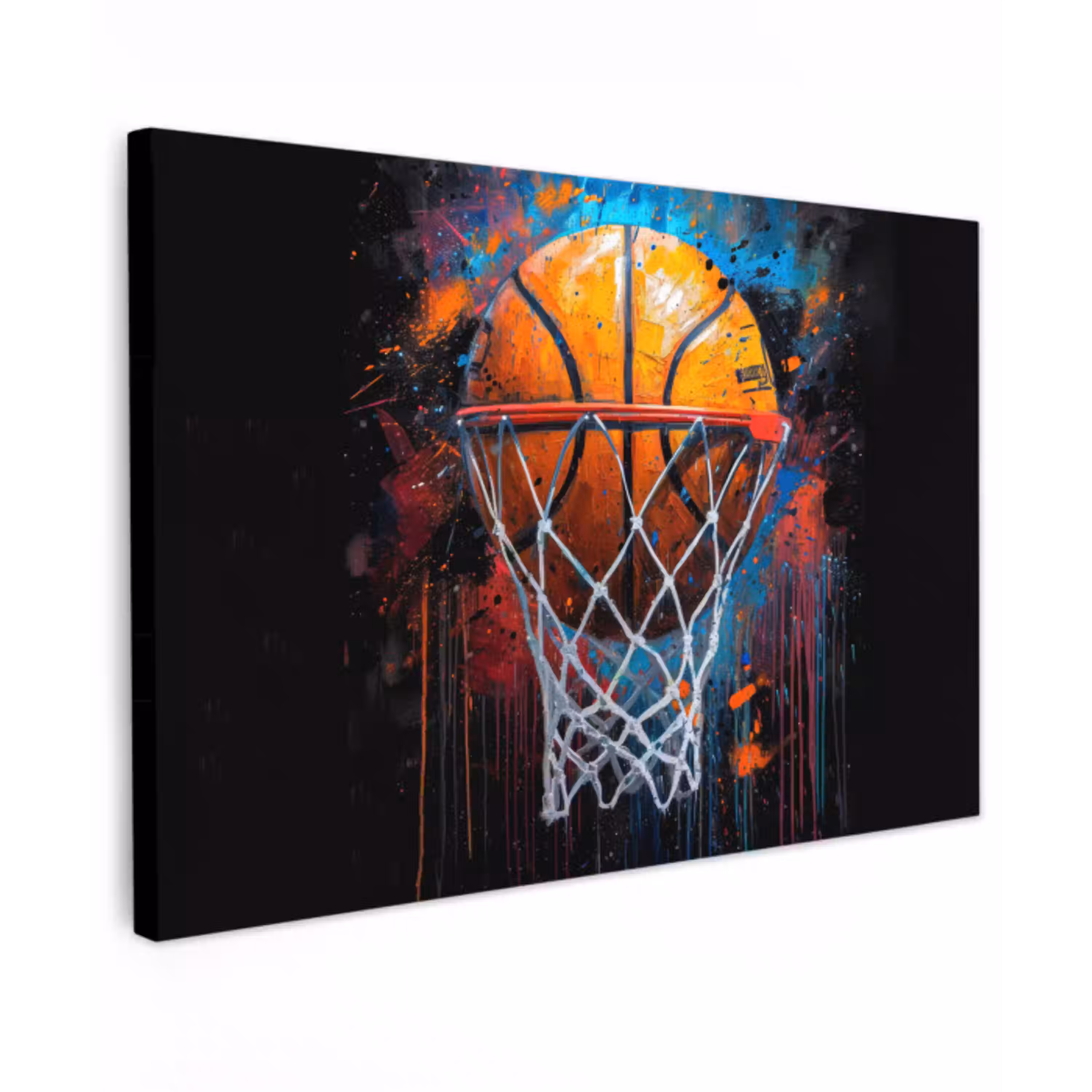 Graffiti - Basketbal - Sport - Zwart - Street art canvas 2cm klein -z3d