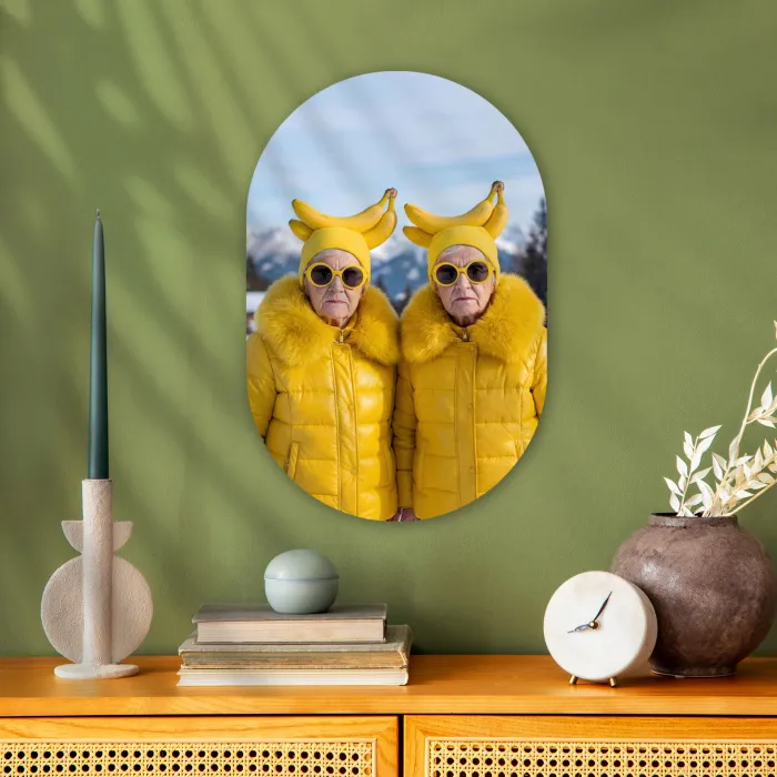 Vrouwen - Bananen - Geel Wandcirkel Ovaal Forex klein -sfeer2