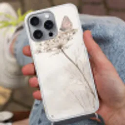Vlinder - Bloem -Natuur - Beige Hoesje iPhone 16 Pro Max met koord klein -sfeer3