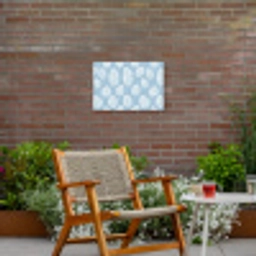 Palmbladeren - Naadloos - Patroon - Pastelblauw Tuinposter op houten frame 2 cm dik klein 845 -sfeer3