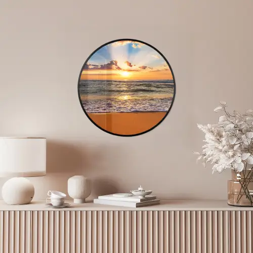 Strand - Zonsondergang - Zee - Wolken - Horizon Fotolijst rond zonder passe partout klein -sfeer3