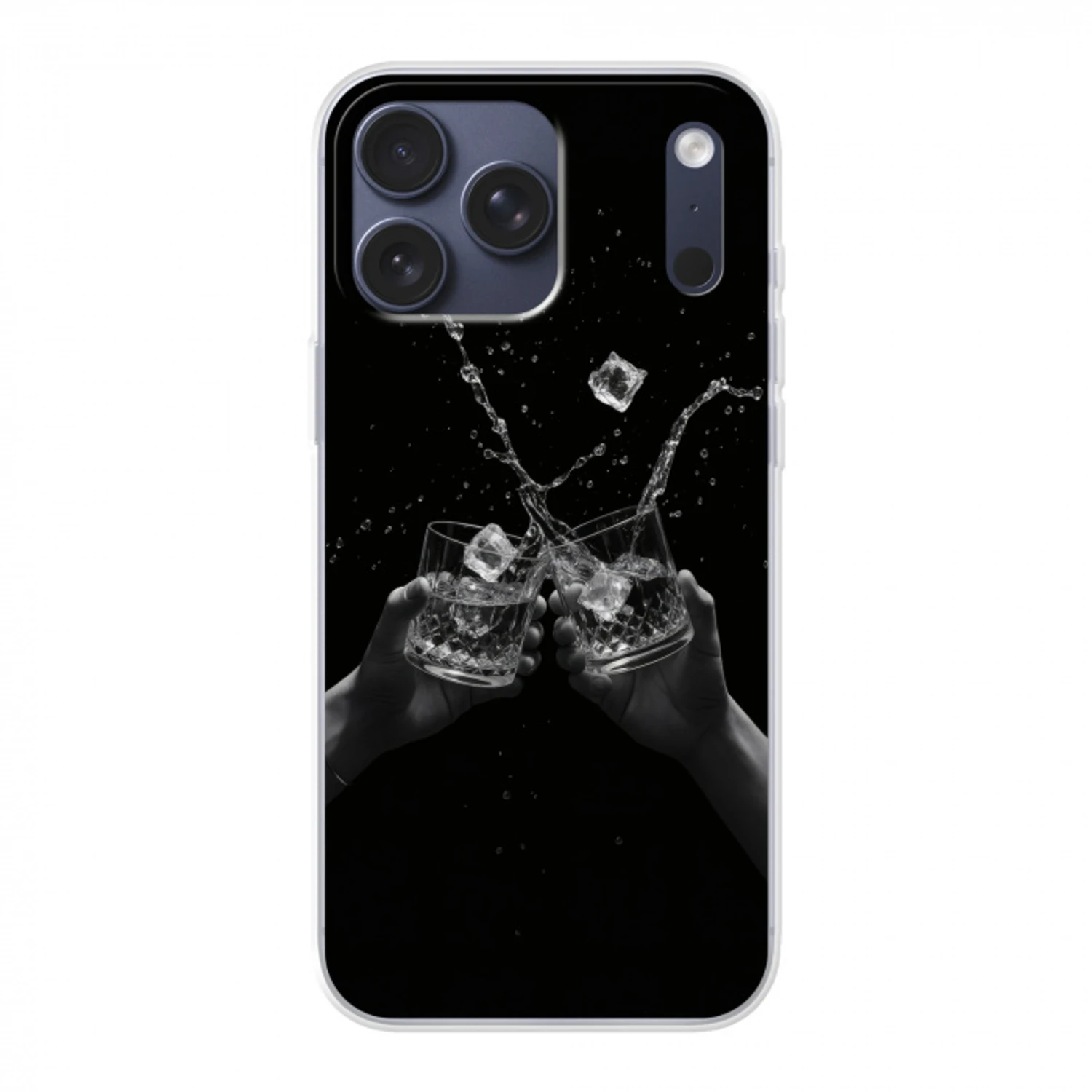 Whiskyglazen - Ijs - Spetters - Zwart Telefoonhoesje iPhone 17 Pro Max klein -3d
