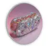 Hotdog - Steentjes - Glitters - Paars Akoestische PET Vilt - Rond klein -3d
