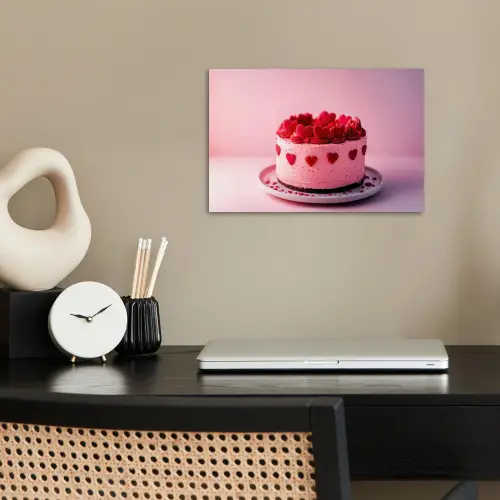 Taart - Hart - Roze poster papier klein -sfeer1