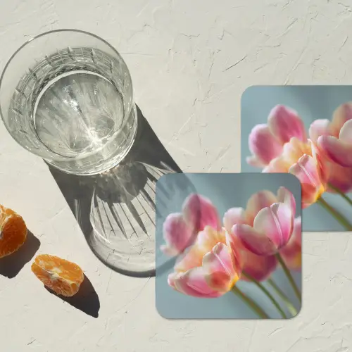 Tulpen - Roze - Stelen onderzetter kurk middel -sfeer4