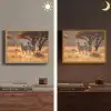 Zebra's - Savannelandschap - Gras Light Box met batterij (Wandlamp) middel -sfeer3