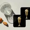 Milkshake - Goud - Drinken - Zwart onderzetter kurk middel -sfeer4