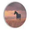 Paard - Wolken - Open veld Akoestische PET Vilt - Rond klein -3d