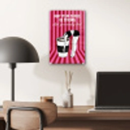 Roze - Strepen - Koffie - Maandag plexiglas 5mm klein -sfeer6