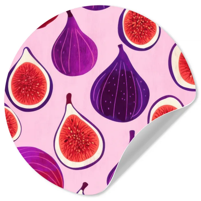 Vijgen - Roze - Paars Wandcirkel behangsticker klein -3d
